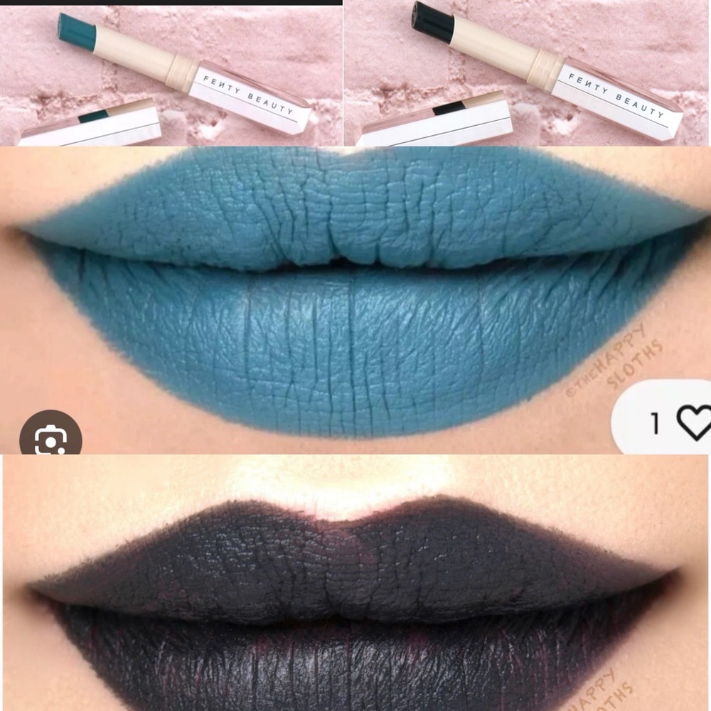 Fenty Beauty Teal and Black matte Lipstick Duo. NWOT. No box.